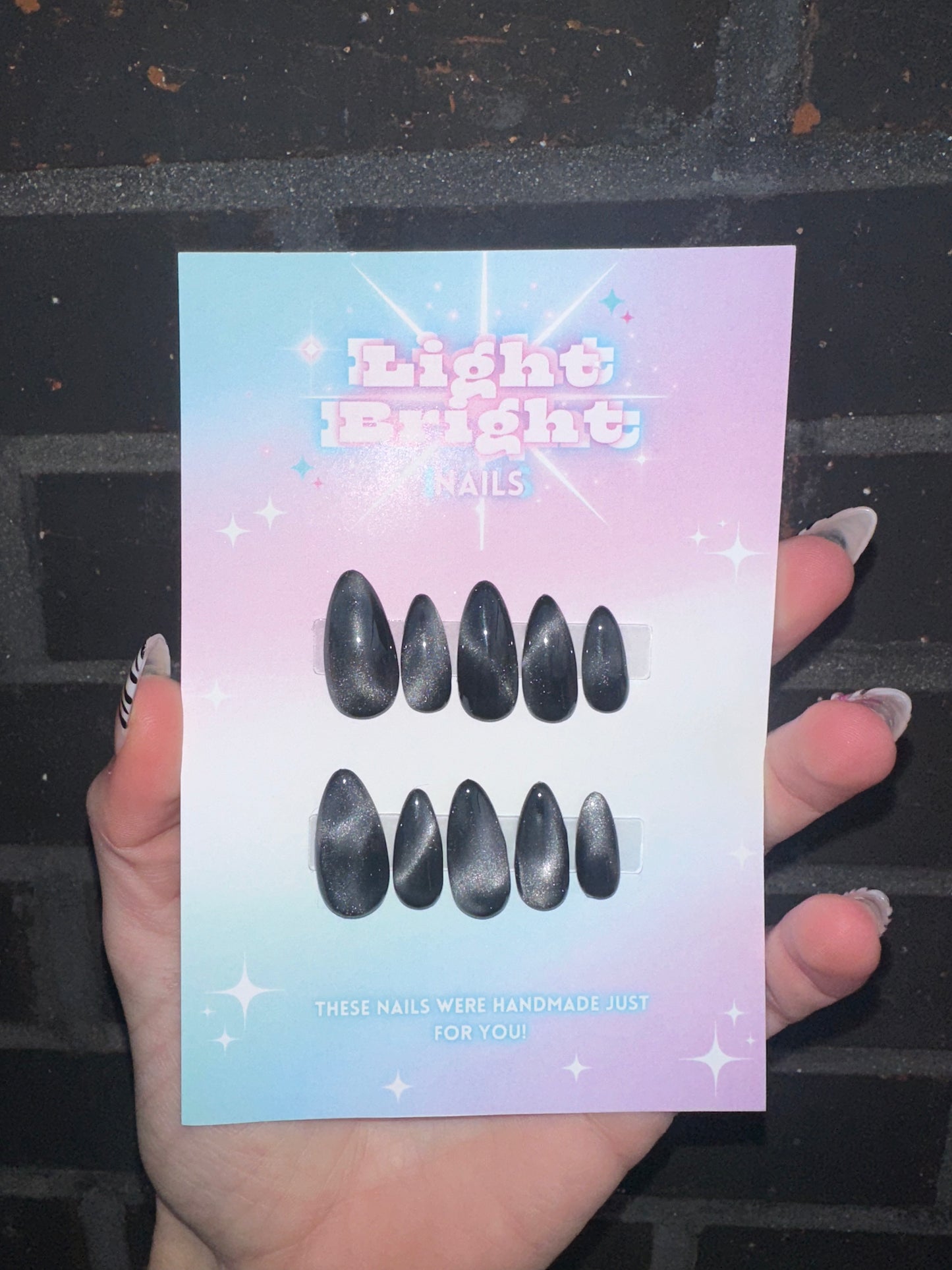 Cat Eye Press On Set- Silver