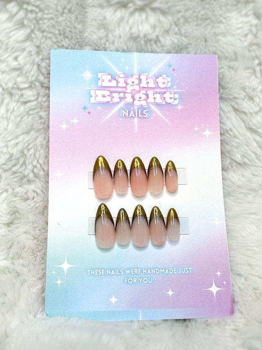 French Tip Chrome Press On Set- Customizable!