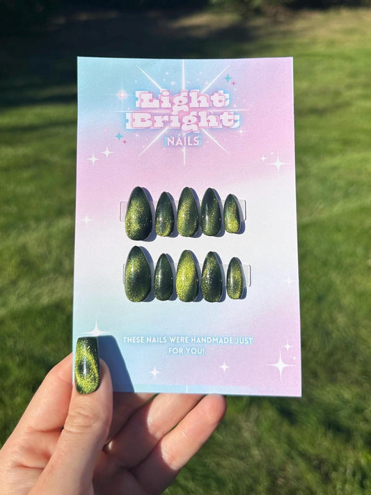 Cat Eye Press On Set- Green