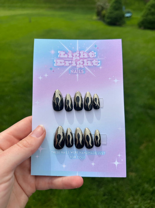 Flame Chrome Press On Set- Customizable!