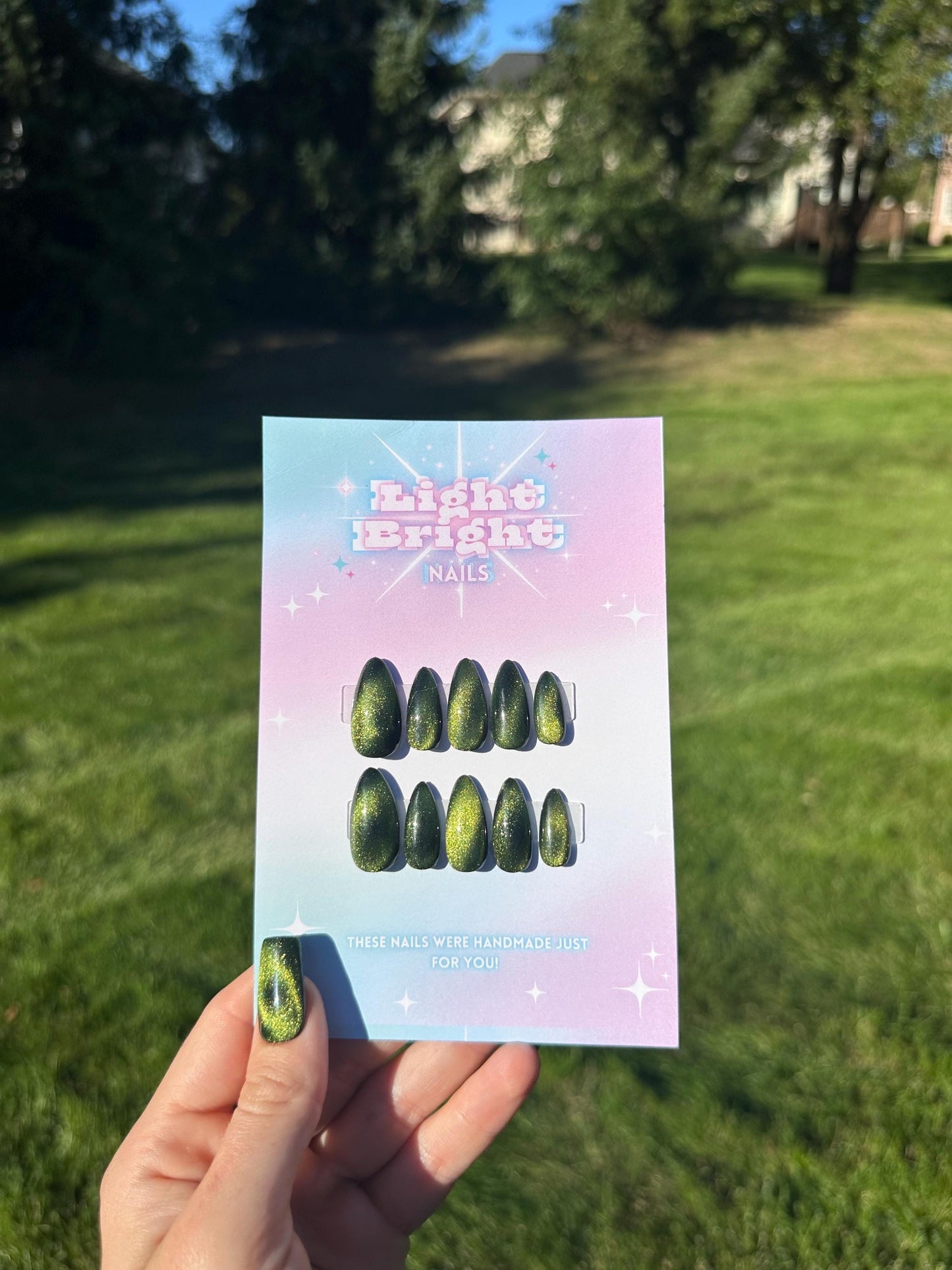 Cat Eye Press On Set- Green